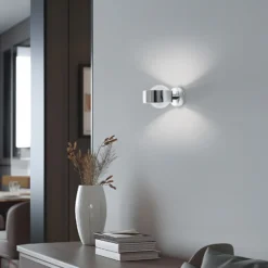 Aplique de pared Mado, acero cromado, cristal ahumado, 1 luz