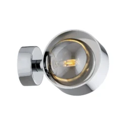 Aplique de pared Mado, acero cromado, cristal ahumado, 1 luz