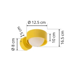 Aplique de pared Mado, amarillo, metal, 10 cm de ancho, G9