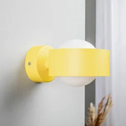 Aplique de pared Mado, amarillo, metal, 10 cm de ancho, G9
