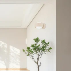 Aplique de pared Mado, beige, Ø 8 cm, acero/vidrio, 1 luz, G9