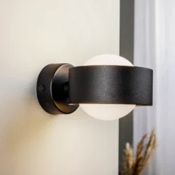 Aplique de pared Mado de acero, negro, 1 luz