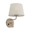 Aplique de pared Maja, arena, textil, brazo de lectura, altura 25 cm