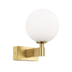 Aplique de pared Mara, color latón, cristal, 17,5 cm de altura, G9, IP44