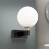 Aplique de pared Mara, negro, cristal, 17,5 cm de altura, G9, IP44