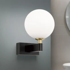 Aplique de pared Mara, negro, cristal, 17,5 cm de altura, G9, IP44