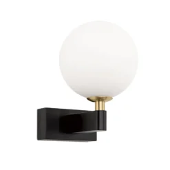 Aplique de pared Mara, negro, cristal, 17,5 cm de altura, G9, IP44