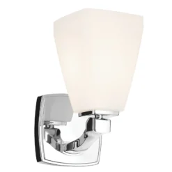 Aplique de pared Marant, cromo/ópal, altura 24 cm, IP44, LED G9