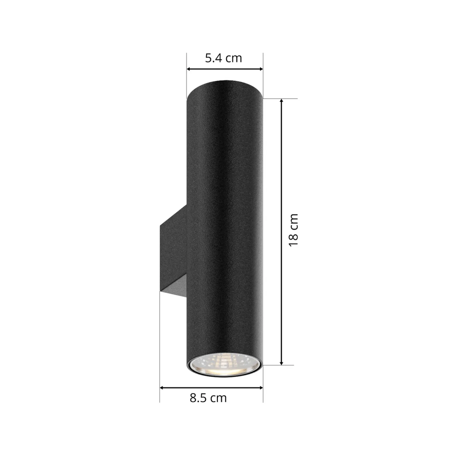 Aplique de pared Marion de Euluna, negro, altura 18 cm, acero, luz hacia