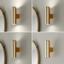 Aplique de pared Marion, latón, altura 18 cm, acero, luz hacia arriba/hacia