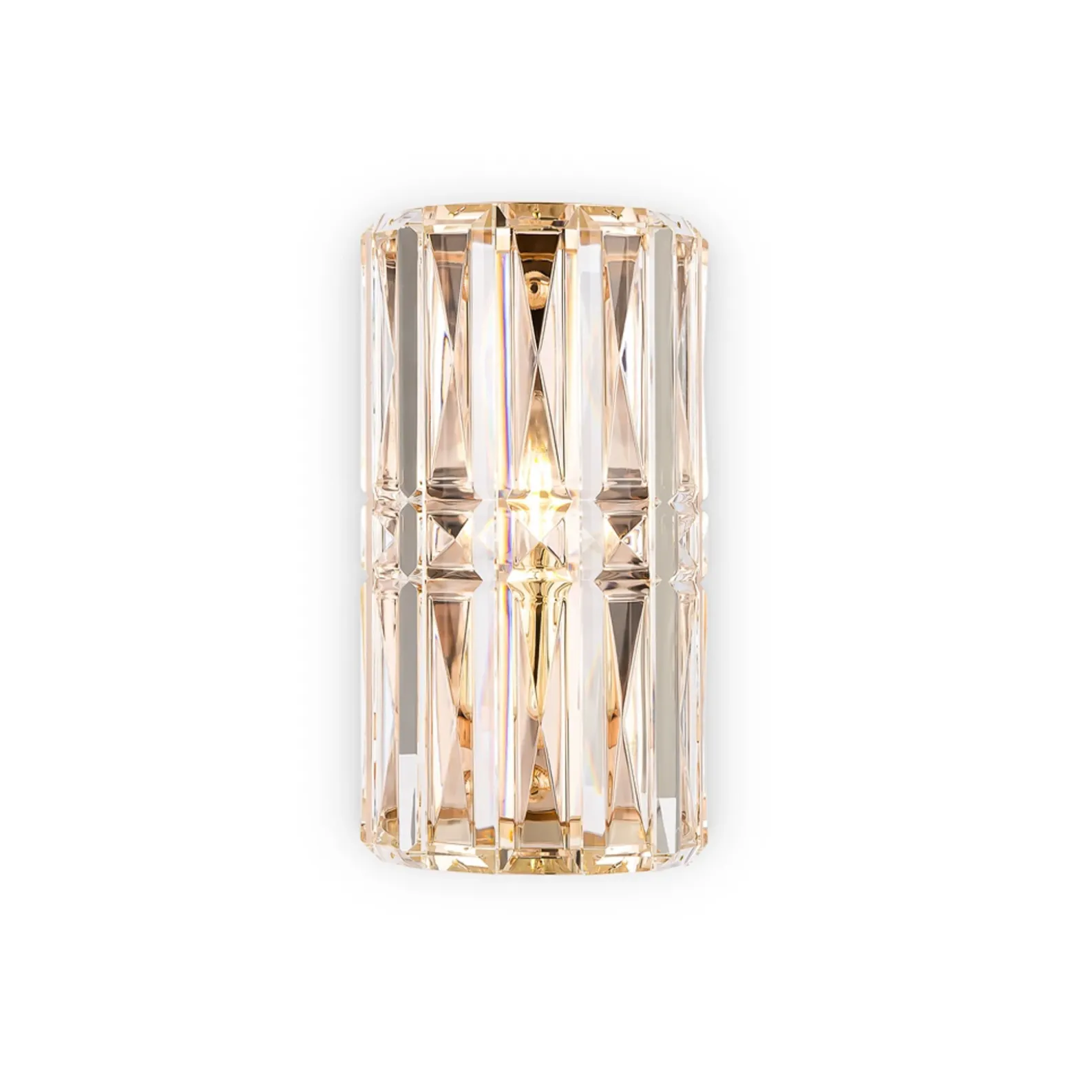 Aplique de pared Maytoni Facet, altura 25 cm, color dorado, cristal, E14