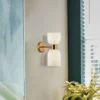 Aplique de pared Memory, cristal, bronce/blanco, 2 luces