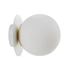 Aplique de pared Minerva K1, blanco, Ø 15 cm, vidrio/metal