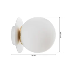 Aplique de pared Minerva K1, blanco, Ø 15 cm, vidrio/metal