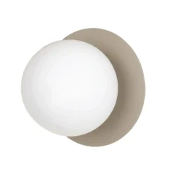 Aplique de pared Minerva, opalino/beige, Ø 15 cm, cristal/metal, E14