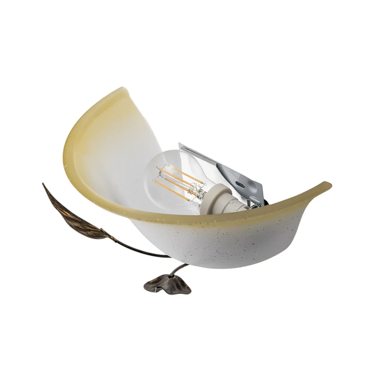 Aplique de pared Mira, crema/bronce, cristal, 30 cm de ancho, E27