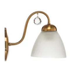 Aplique de pared Miranda con pantalla de cristal, latón