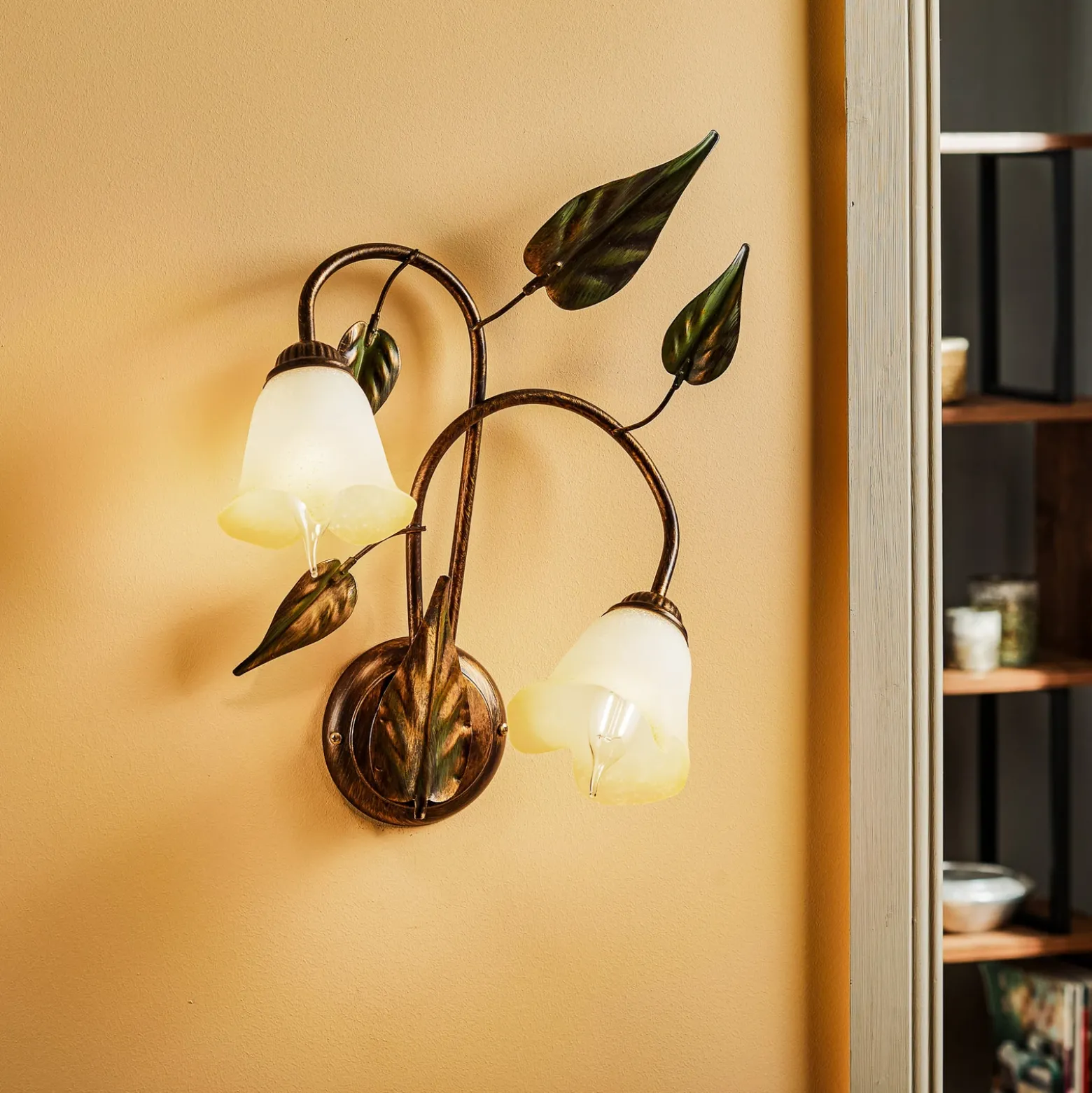 Aplique de pared Miranda 2 luces, bronce