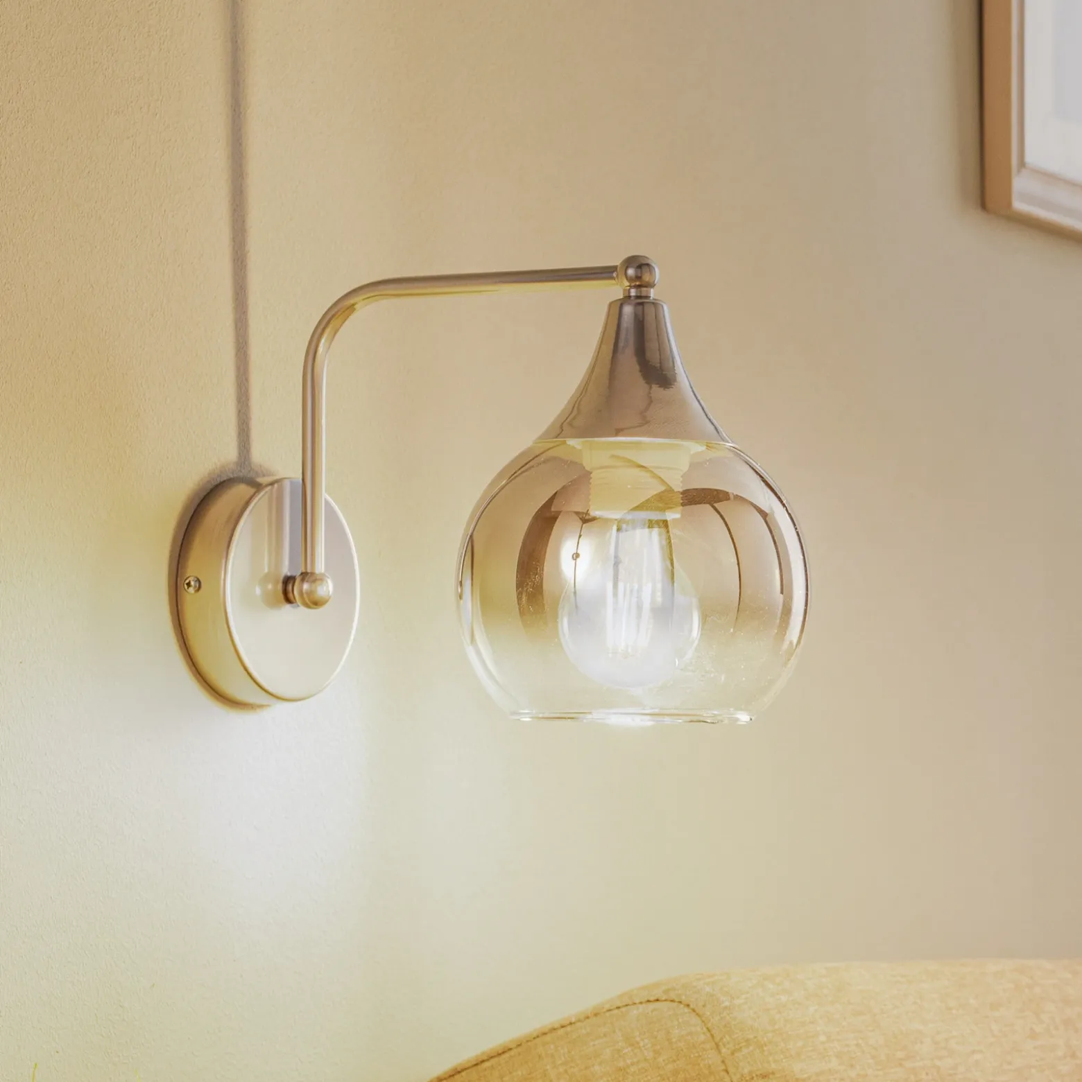 Aplique de pared Monte de cristal, 1 luz, plateado