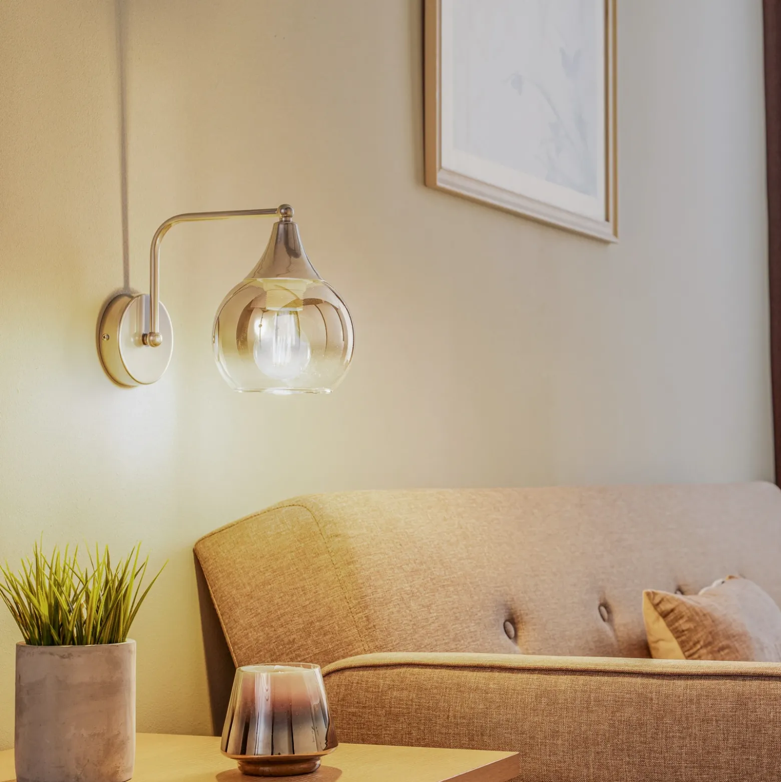 Aplique de pared Monte de cristal, 1 luz, plateado