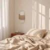 Aplique de pared Nature, color crema/yute, altura 41 cm, tejido, luz hacia