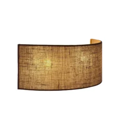 Aplique de pared «Nature», yute, 40 cm de ancho, tejido, luz hacia arriba y
