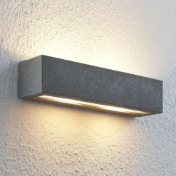 Aplique de pared Nellie de Lindby, gris, hormigón, 35,3 cm de ancho