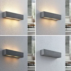 Aplique de pared Nellie de Lindby, gris, hormigón, 35,3 cm de ancho