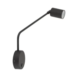 Aplique de pared Nex, negro, metal, altura 27 cm, GU10