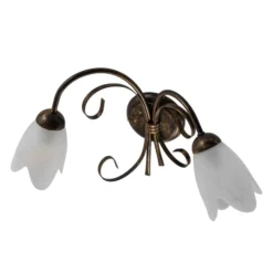 Aplique de pared Odino, 2 luces, color bronce, metal, cristal