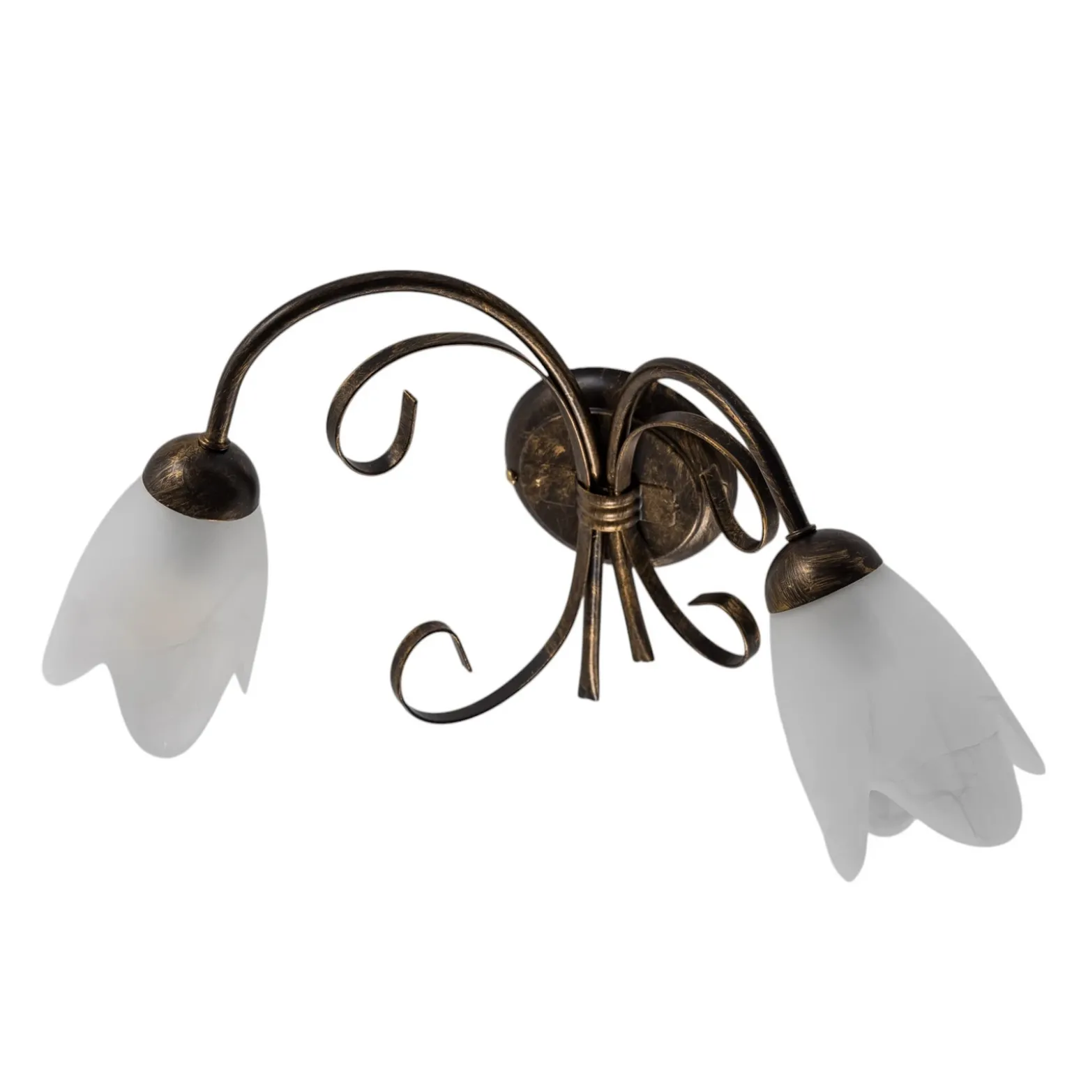 Aplique de pared Odino, 2 luces, color bronce, metal, cristal