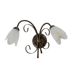 Aplique de pared Odino, 2 luces, color bronce, metal, cristal