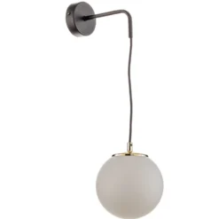 Aplique de pared Ognis K1 con pantalla esférica, negro/dorado