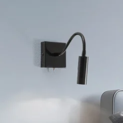 Aplique de pared Ojos, negro, lámpara de lectura, ajustable, 33 cm, G9