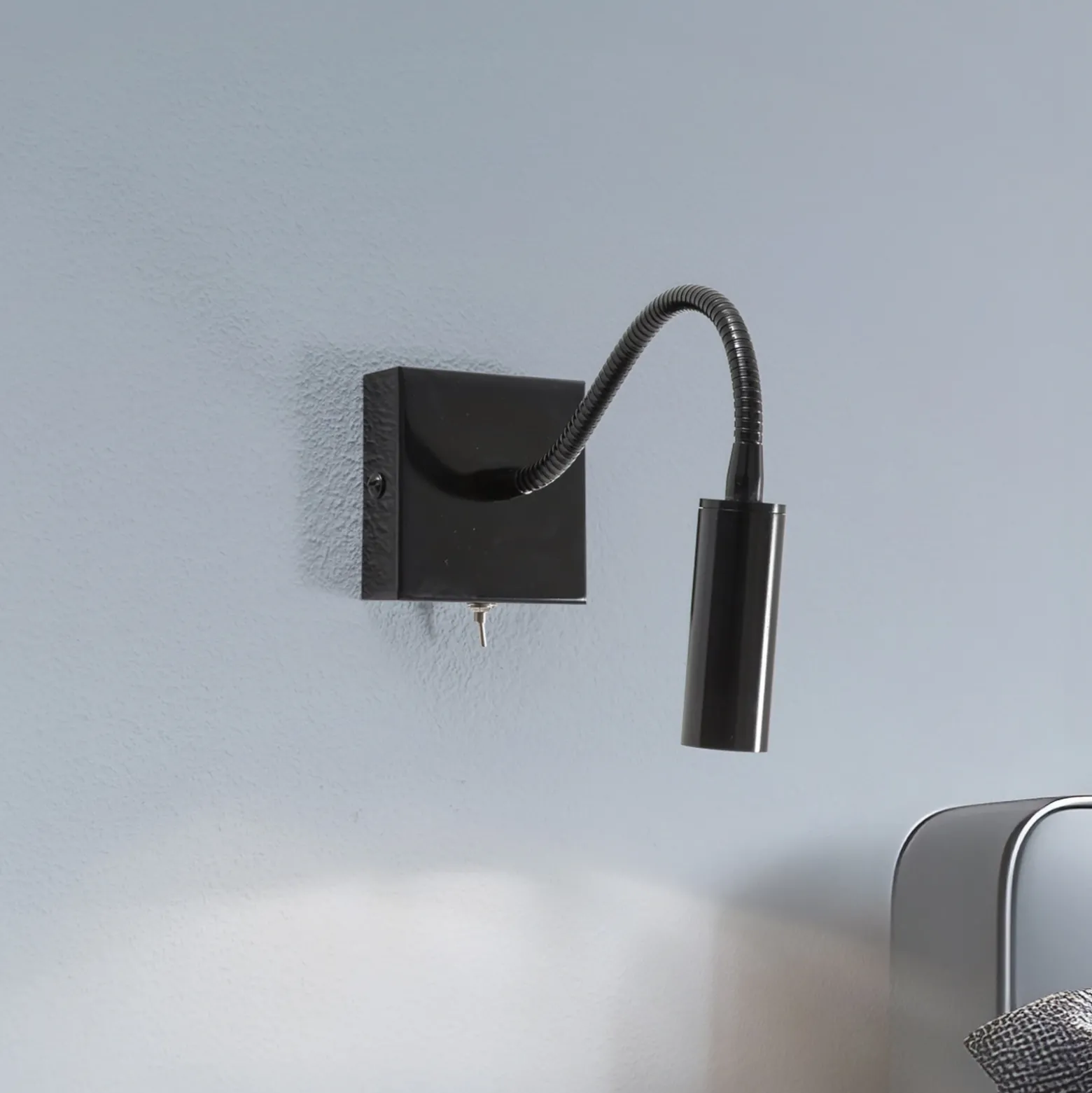 Aplique de pared Ojos, negro, lámpara de lectura, ajustable, 33 cm, G9
