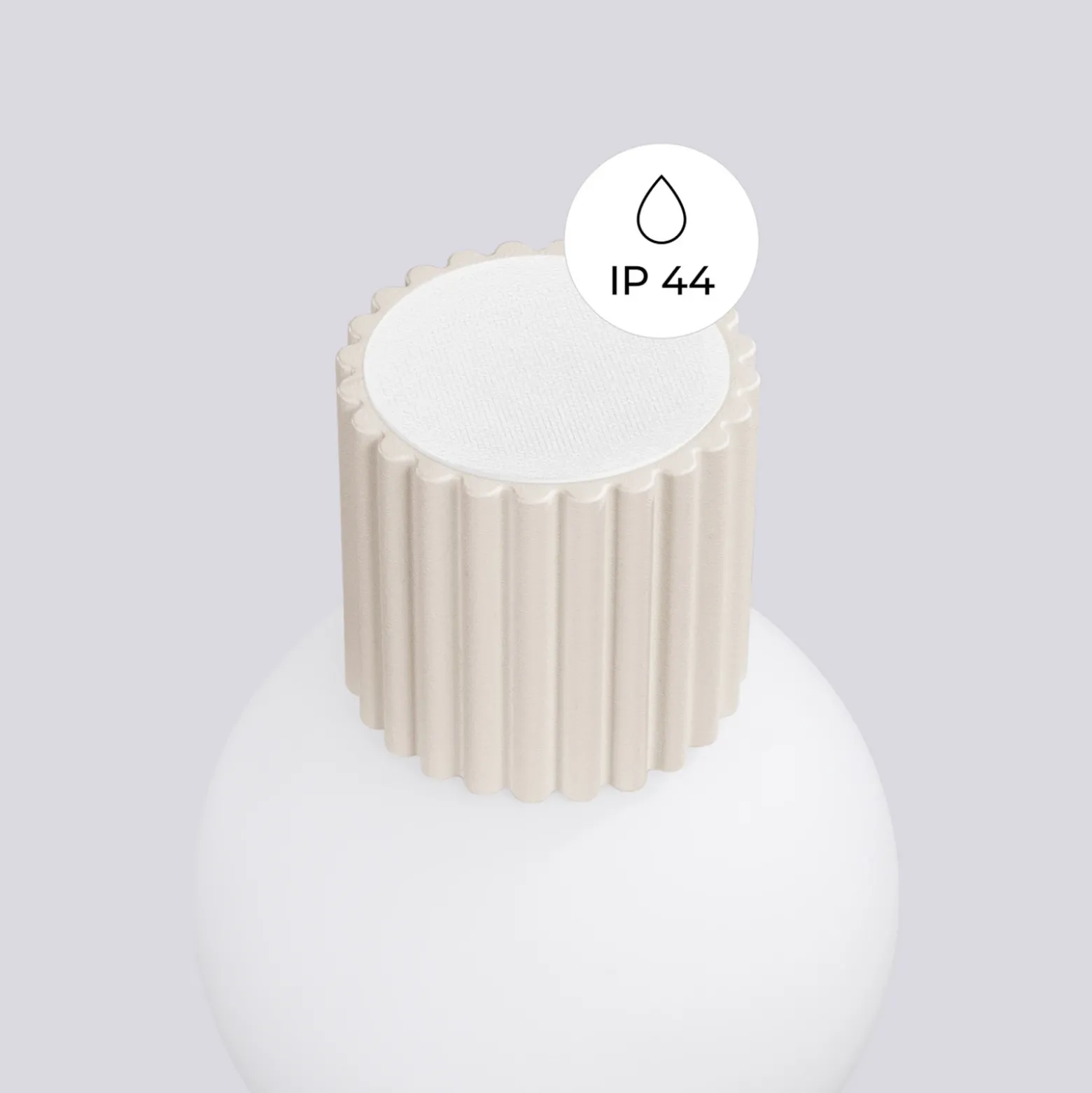 Aplique de pared ORBI, beige, vidrio/metal, Ø 12 cm, IP44, G9