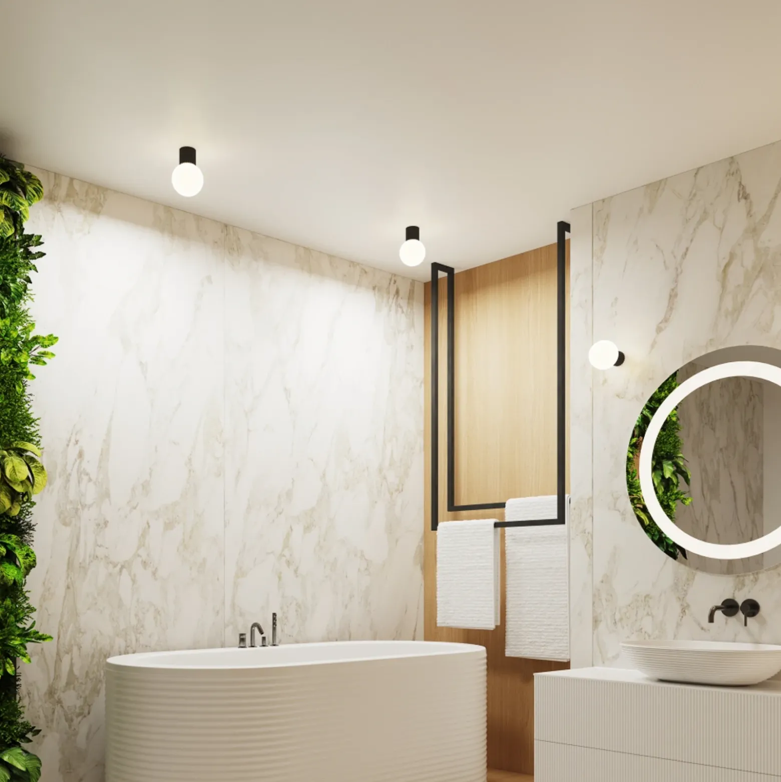 Aplique de pared ORBI, negro, vidrio/metal, Ø 12 cm, IP44, G9