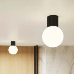 Aplique de pared ORBI, negro, vidrio/metal, Ø 12 cm, IP44, G9
