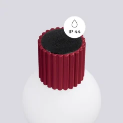 Aplique de pared ORBI, rojo oscuro, vidrio/metal, Ø 12 cm, IP44, G9