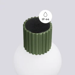 Aplique de pared ORBI, verde oliva, vidrio/metal, Ø 12 cm, IP44, G9