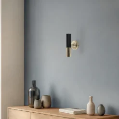 Aplique de pared Orino, negro/dorado, metal, GU10