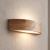 Aplique de pared Oro, madera de roble/cristal, 41 cm de ancho, E27