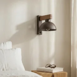 Aplique de pared Oslo, marrón, metal, 20 cm de altura, E27