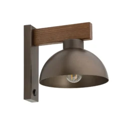 Aplique de pared Oslo, marrón, metal, 20 cm de altura, E27