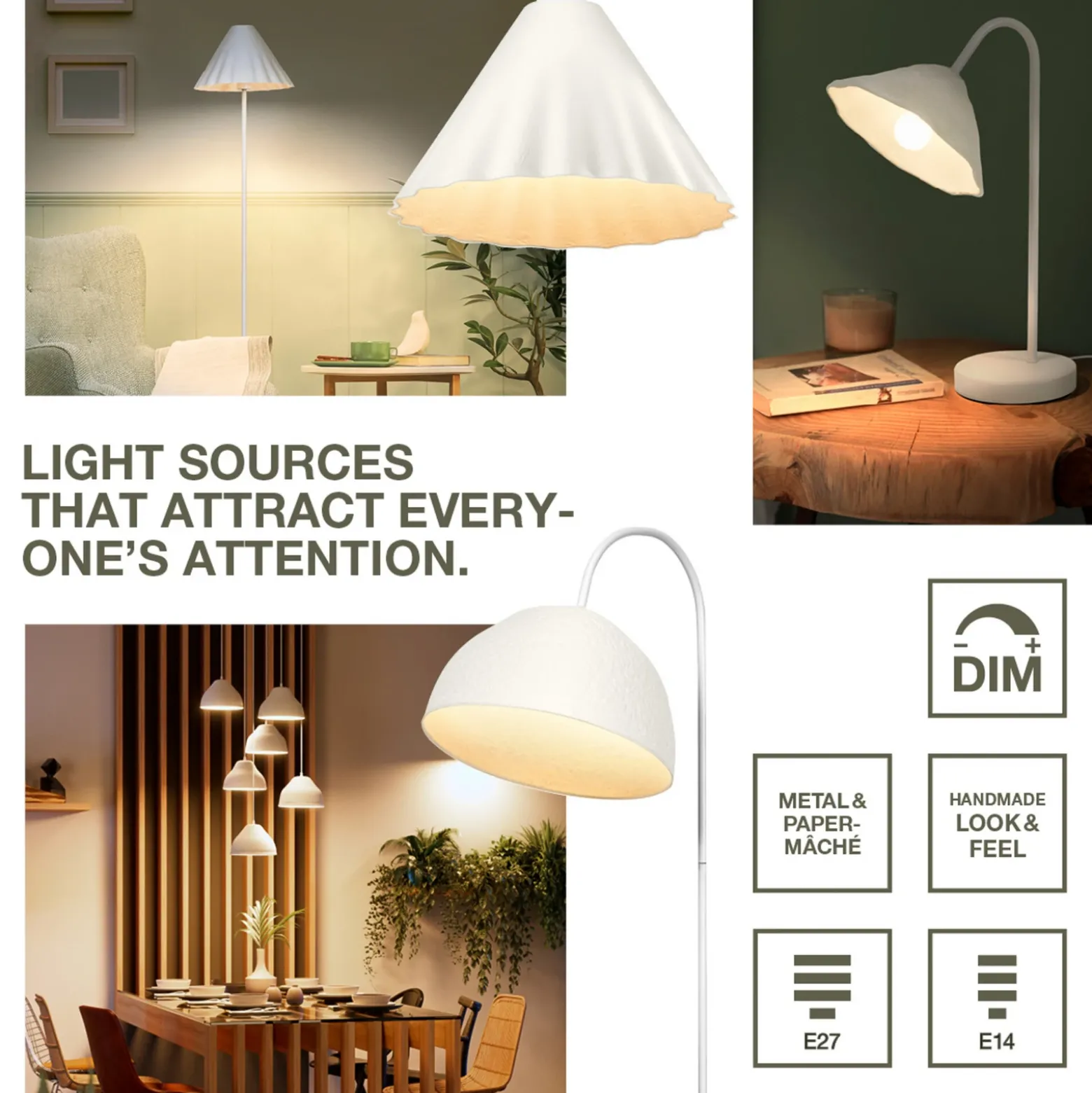 Aplique de pared OSRAM Decor Lotus Leaf, 1 luz, blanca, papel, E14
