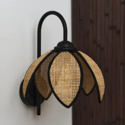 Aplique de pared OSRAM Decor Rattan Lotus, beige/negro, E27
