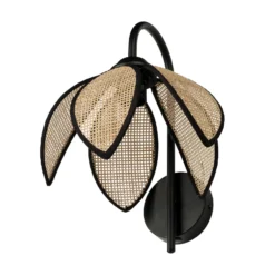 Aplique de pared OSRAM Decor Rattan Lotus, beige/negro, E27