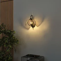 Aplique de pared OSRAM Decor Rattan Lotus, beige/negro, E27