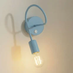 Aplique de pared Oxford, azul, metal, 1 luz, E27, interruptor