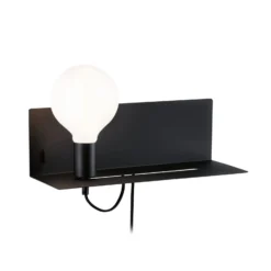 Aplique de pared Paulmann Devara, negra, 40 cm, E27, puerto USB